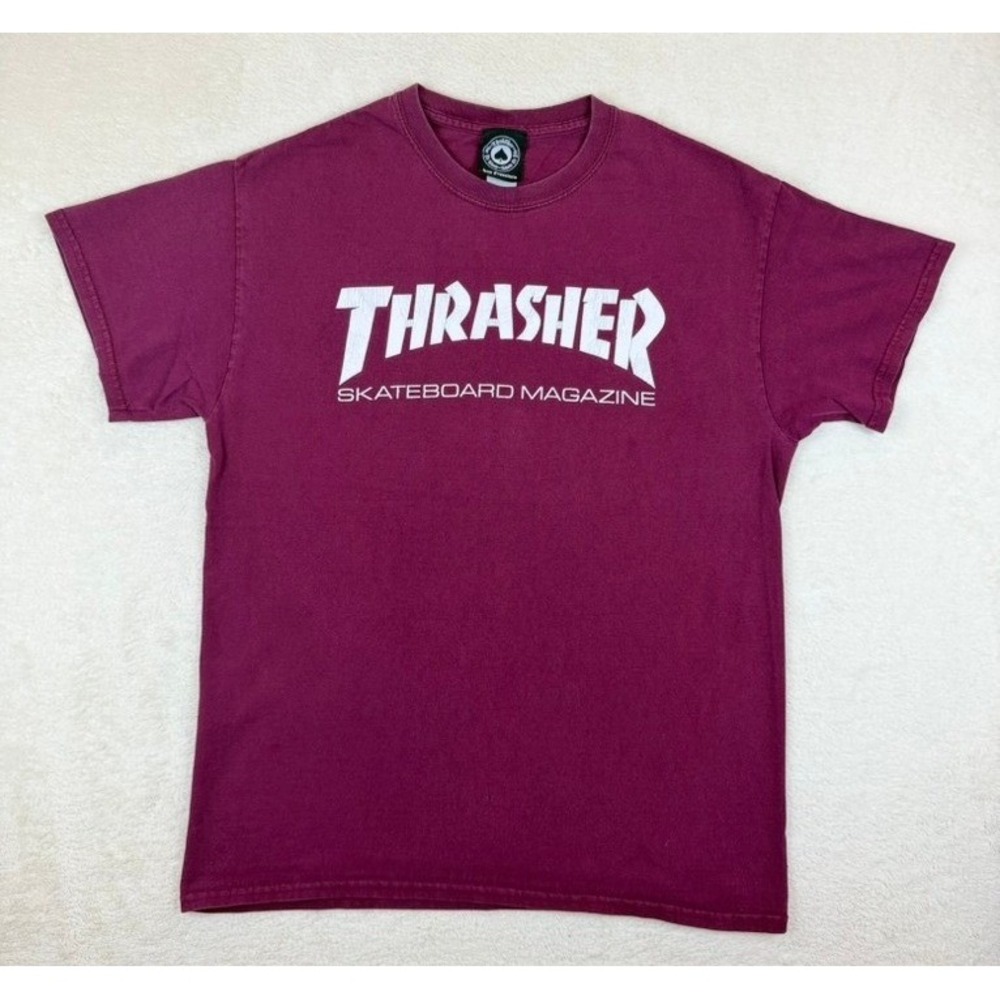 Thrasher Skateboard Magazine Logo T-Shirt Maroon Mens‎ Medium Skate Tee